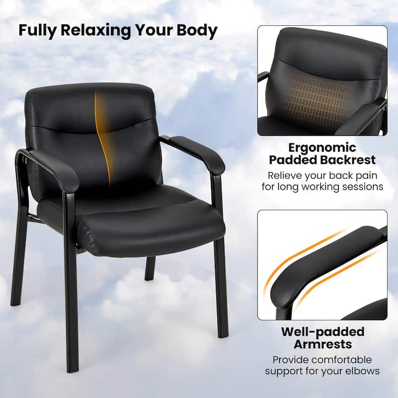 Gymax Set of 6 Waiting Room Chair No Wheels w/ Padded Armrests Guest