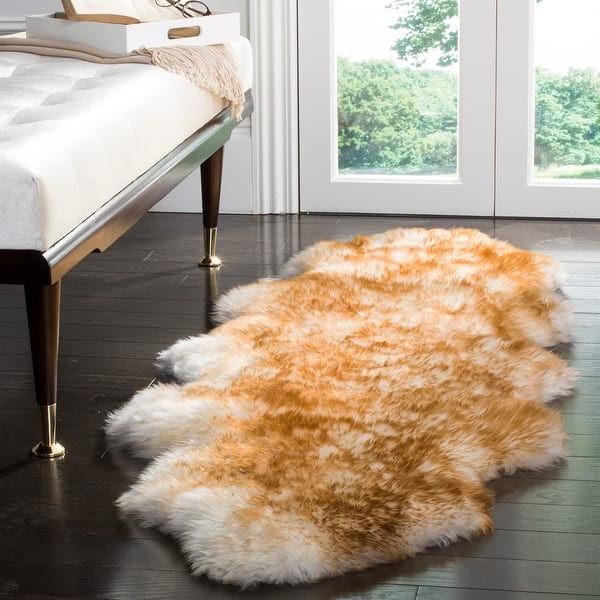 slide 2 of 4, SAFAVIEH Handmade Natural Sheepskin Leanca 3.4-inch Thick Rug 2' x 6' Runner - Off White/Coco Brown