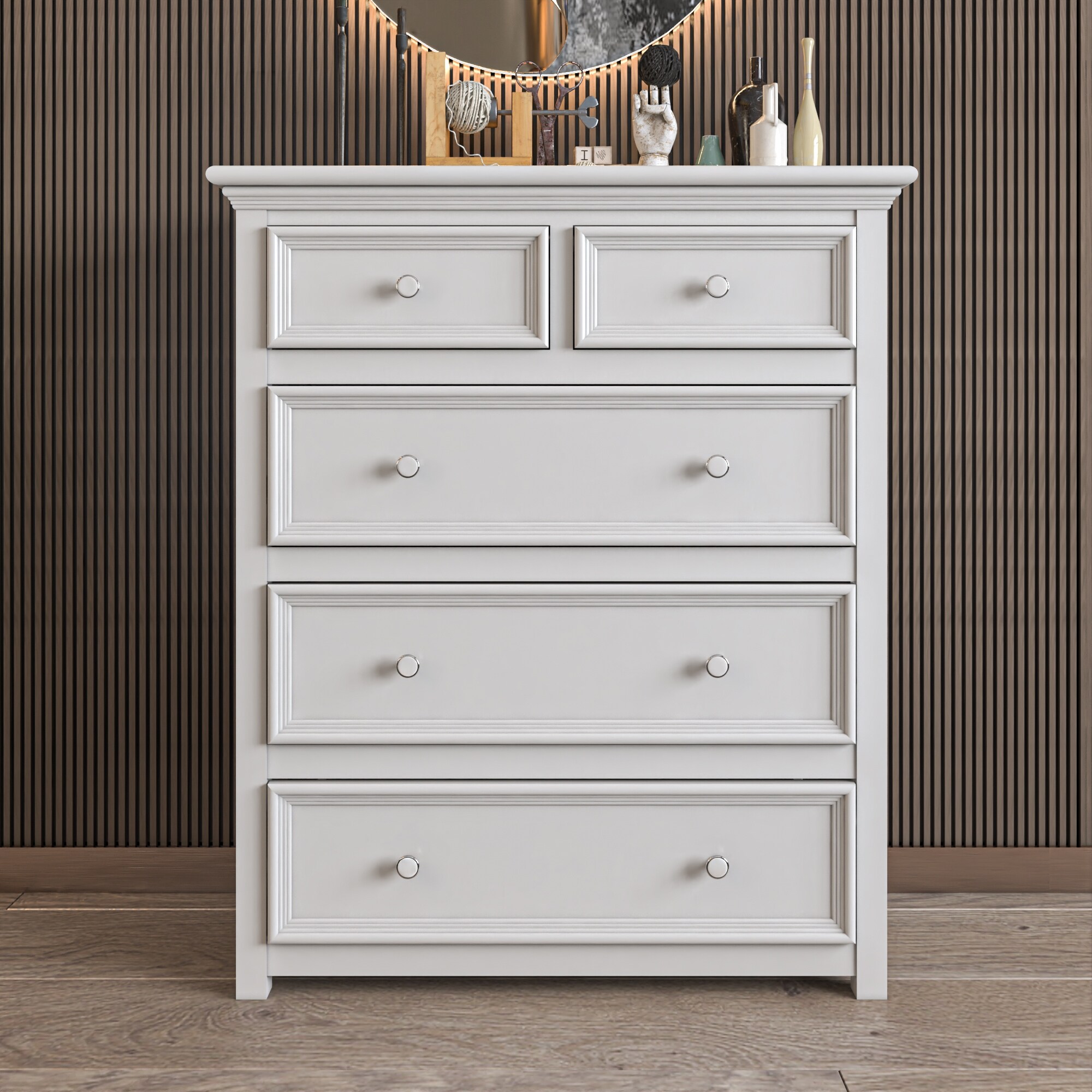 Solid Wood Chest of 5 Drawers, Storage Organizer, Tall Dresser - Bed Bath &  Beyond - 39018466
