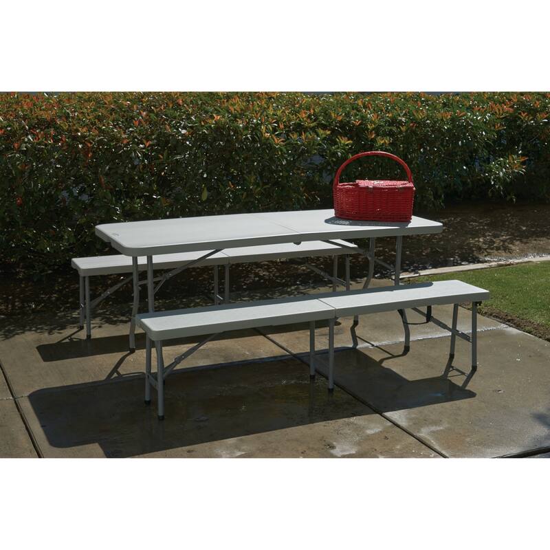OS Home and Office Furniture Model 3 Piece Folding Table and Bench Set