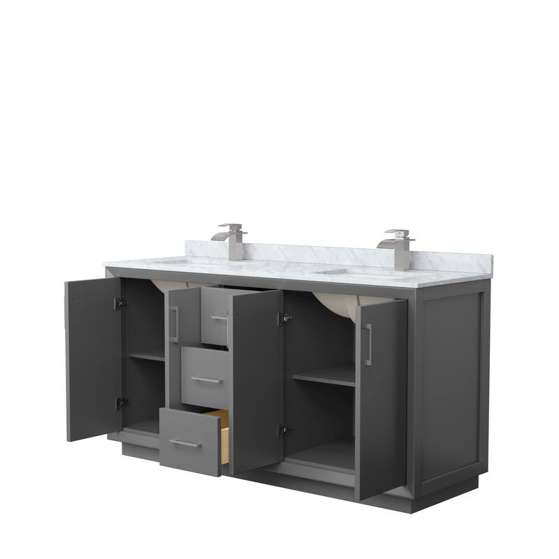 Strada 66-Inch Double Vanity Set, Carrara Marble Top