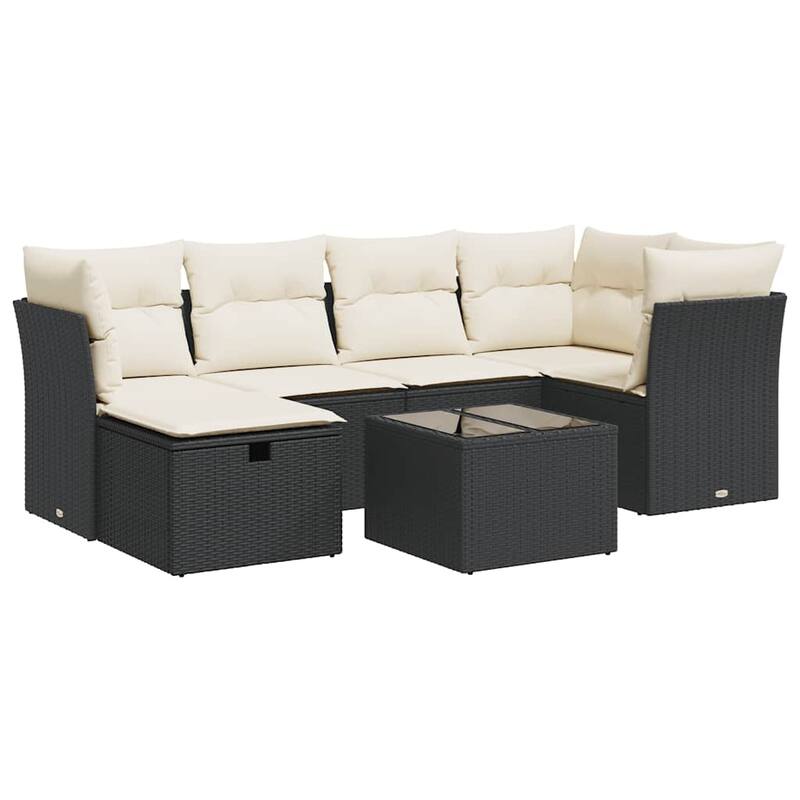vidaXL Garden Sofa Set Beige/Black/Brown/Grey