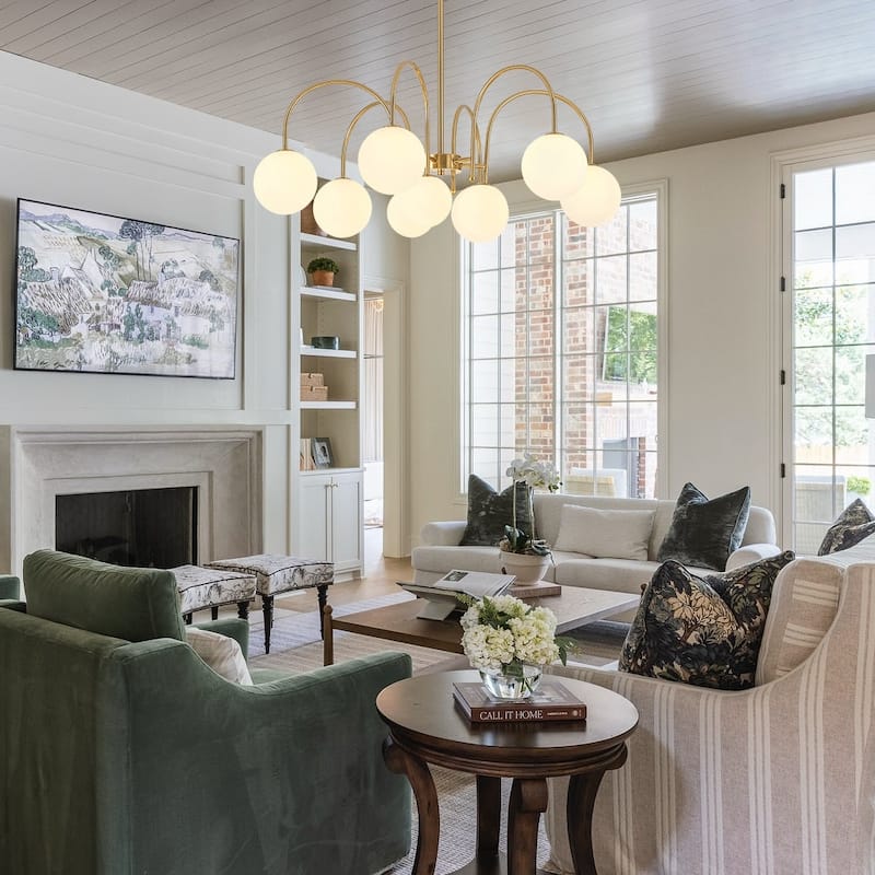 Mid-Century Tiered Frosted Glass Globe Round Sputnik Chandelier