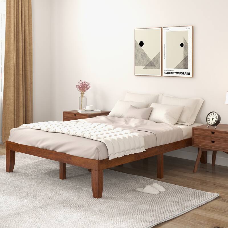Gymax 14'' Full Size Wooden Platform Bed Frame w/ Strong Slat Support