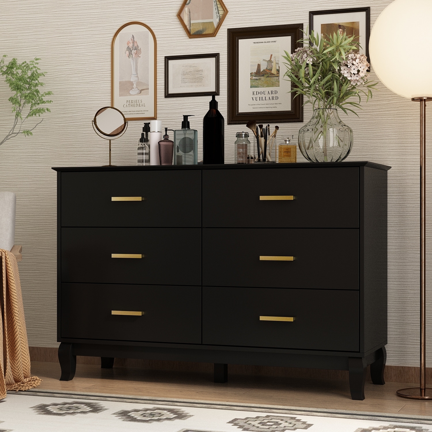 FUFU&GAGA 47.2''W 6 Drawer Double Dresser Drawer Storage - Picture 7 of 13