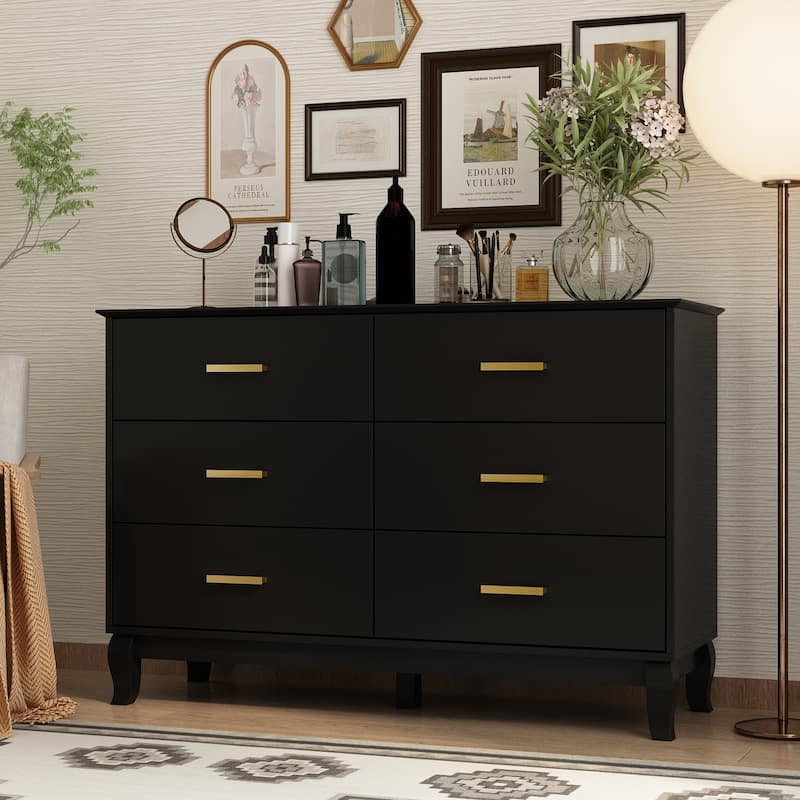 FUFU&GAGA 47.2''W 6 Drawer Double Dresser Drawer Storage Chest Lacquer