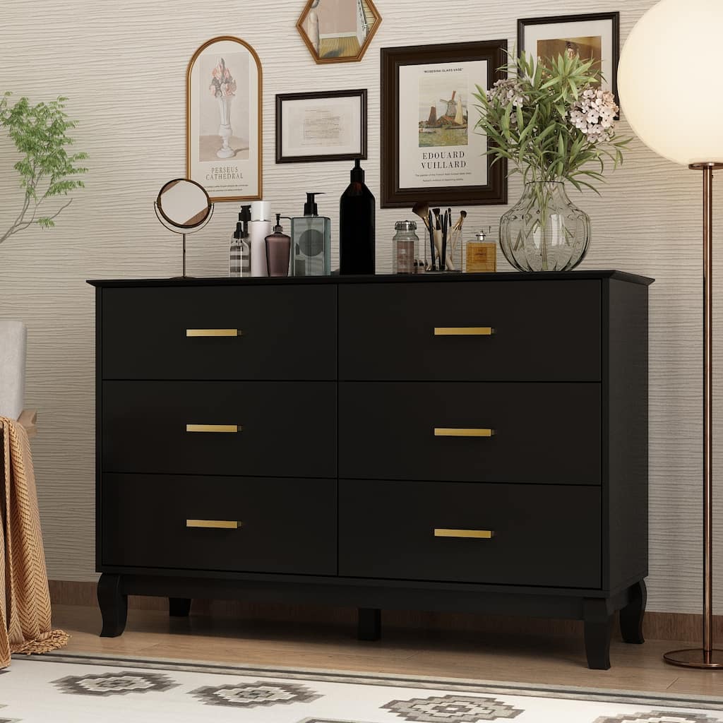 FUFU&GAGA 47.2''W 6 Drawer Double Dresser Drawer Storage Chest Lacquer
