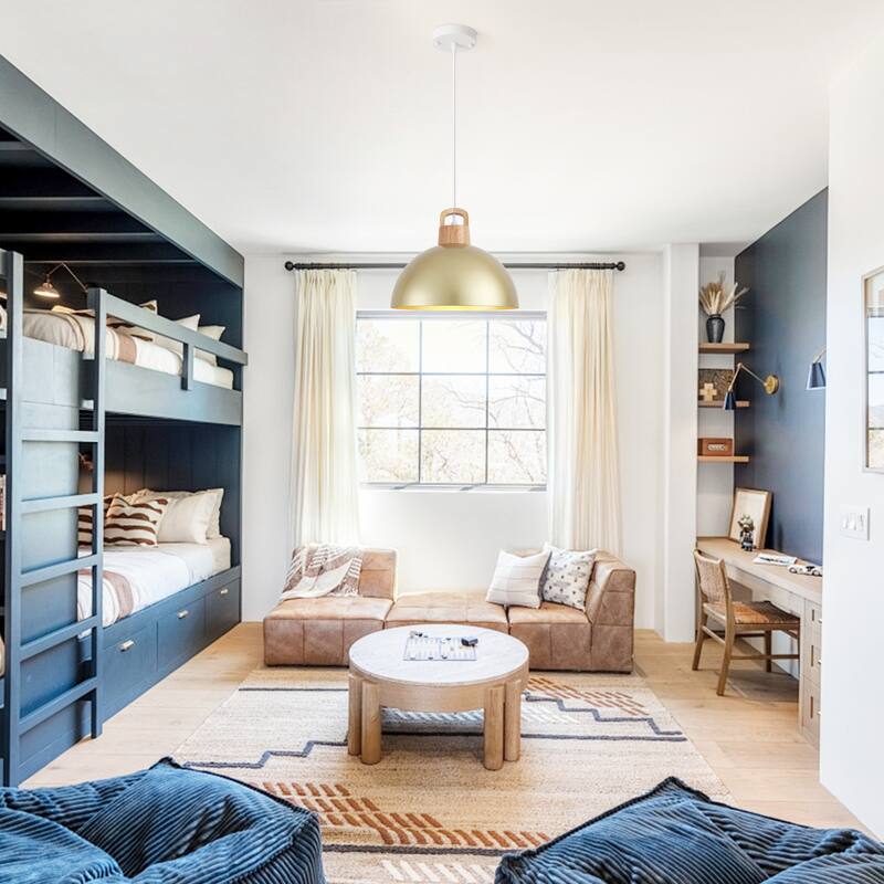 1-Light Rustic Hanging Pendant Light with Metal Shaded for Kitchen Island