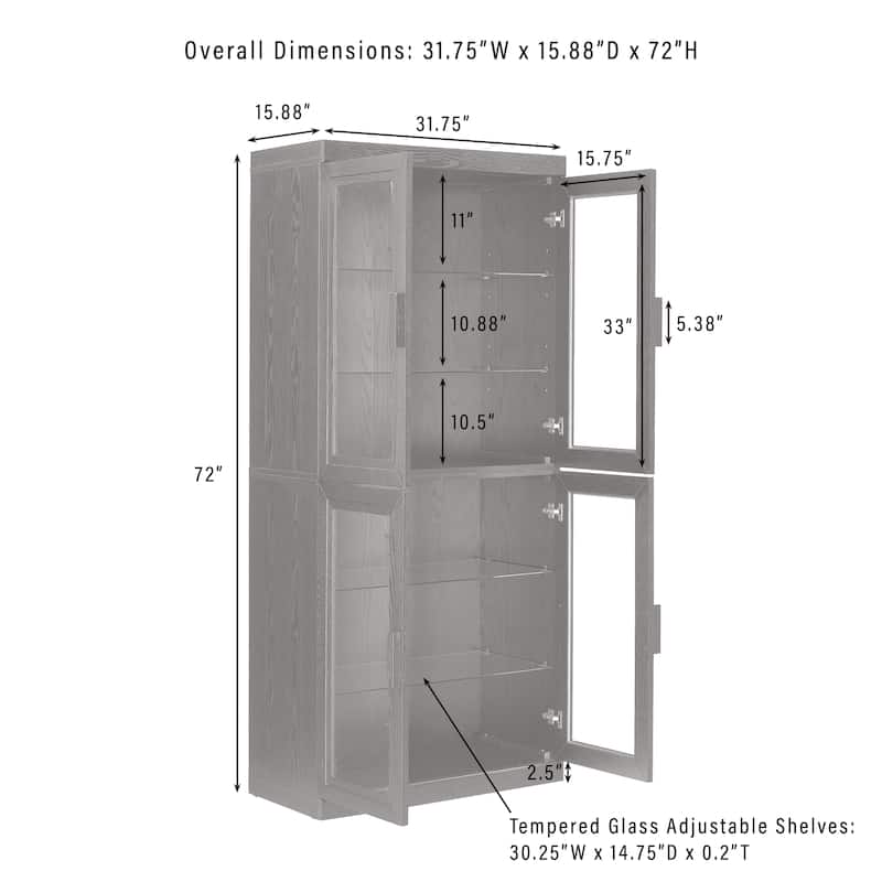 Crosley Essen Glass Door Kitchen Pantry Storage Cabinet