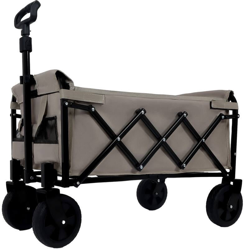 Expandable Dual-Layer Utility Wagon - 225lb Capacity with 100% Extra Space, Beige