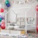 preview thumbnail 1 of 22, Twin Size Wooden House Bed Kids Bed with 2 Drawers and Storage Shelf White