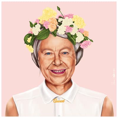 Empire Art Direct Hip Queen Elizabeth II Printed Tempered Glass Wall Art - Multi-Color