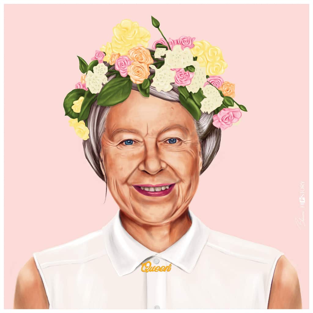 Empire Art Direct Hip Queen Elizabeth II Printed Tempered Glass Wall Art - Multi-Color