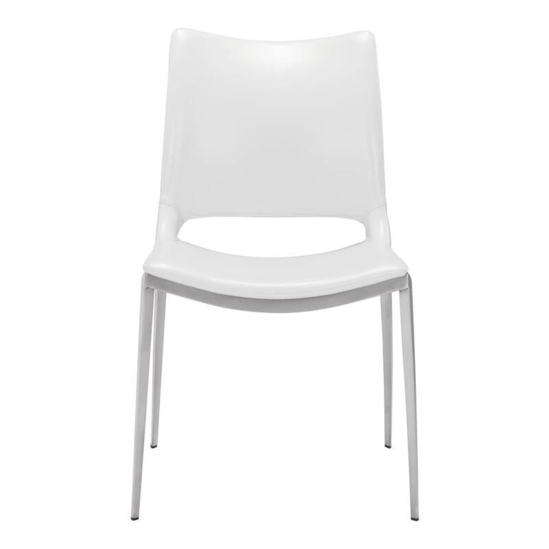 Set of 2 Dining Side Chairs with Silver Legs and Stainless Steel Frame - 22.2” x 21.3” x 35”