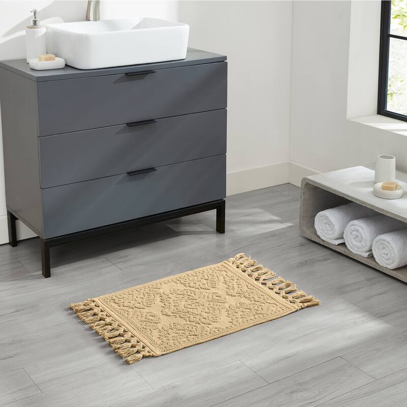 Jean Pierre Ricardo Cotton Fringe Bath Rug