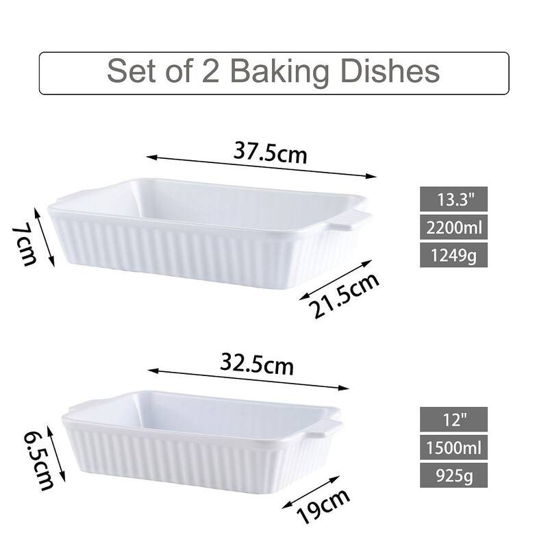 MALACASA Series Bake.Bake, Rectangle Porcelain Bakeware Set