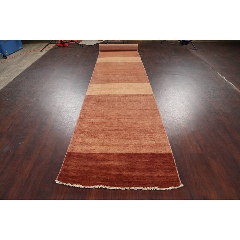 Modern Gabbeh Kashkoli Oriental Long Runner Rug Wool Handmade - 3'1" x 20'1"