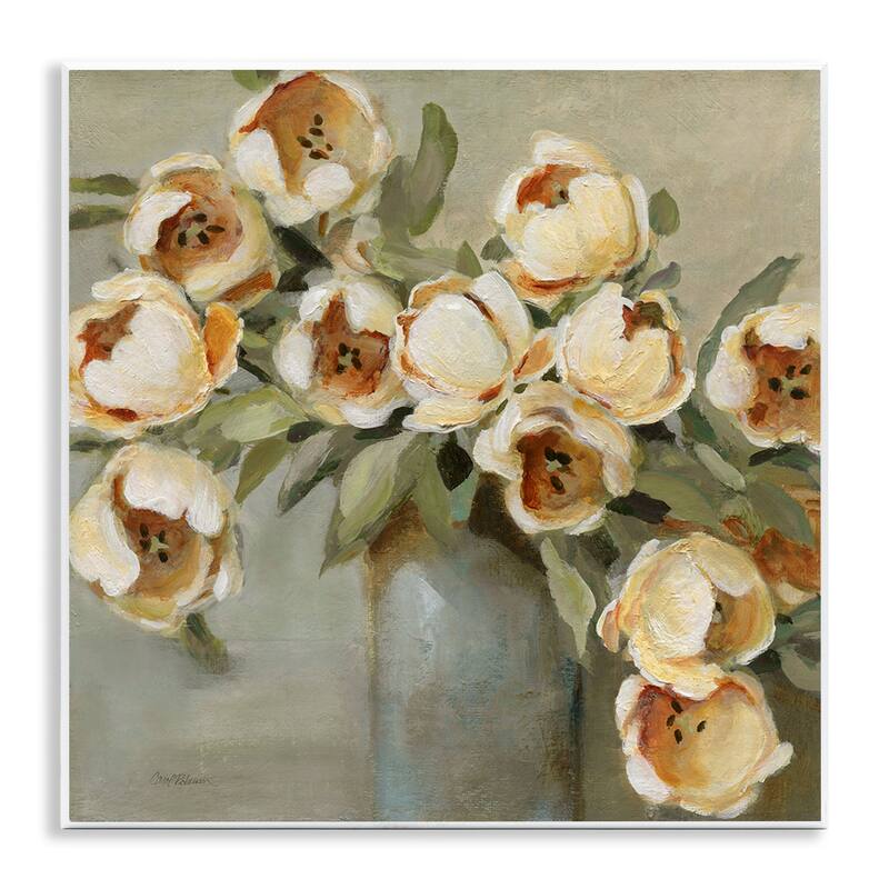 Stupell Curved Flowers in Vase Wall Plaque Art Design By Carol Robinson - 12 x 12