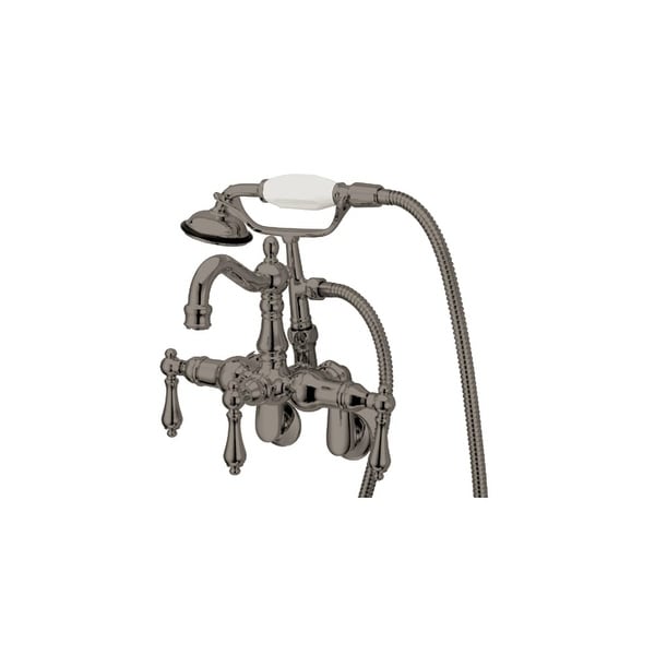 Kingston Brass CC1301T Vintage Wall Mounted Clawfoot Tub Filler with Personal Hand Shower and Metal Lever Handles