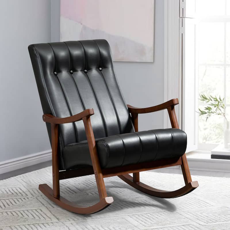 AVAWING Upholstered Rocking Chair Modern High Back Armchair