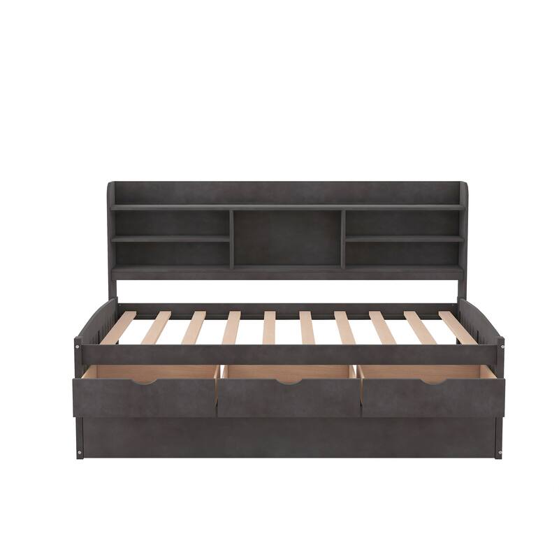 Twin Size Wooden Captain Bed