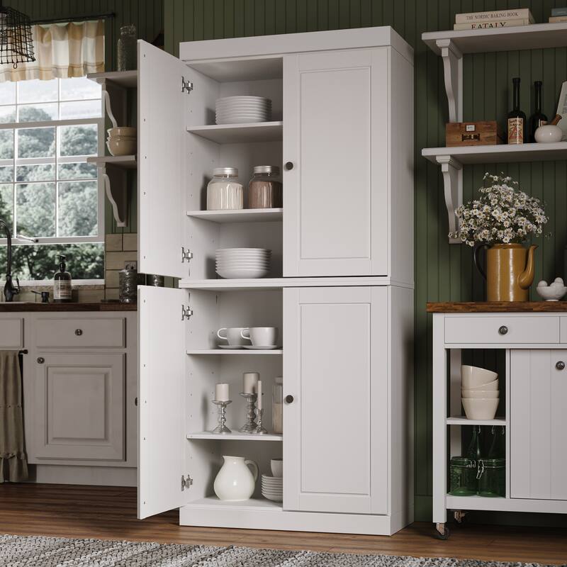 Palace Imports 100% Solid Wood Pantry Cabinet, Raised Panel Doors, Adjustable Shelves, 32" Wide, 71.5" Tall - 32" x 71.5"