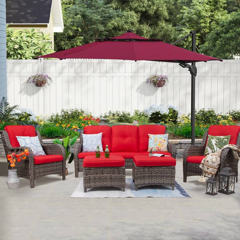 Cozywor 5-Piece Wicker Outdoor Patio Conversation Set