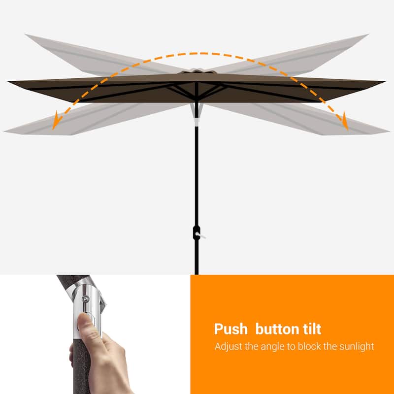 BONOSUKI Aluminum 10 x 6.5ft Patio Market Umbrella,Tilt and Crank