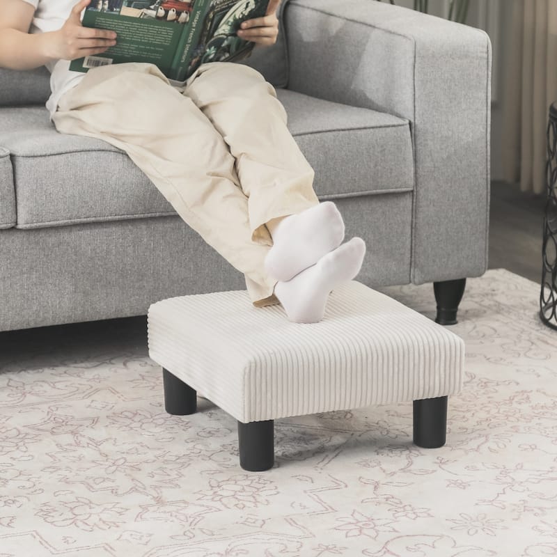 Adeco Ottoman Upholstered Fabric Footrest Pet Steps Dog Stair Stool