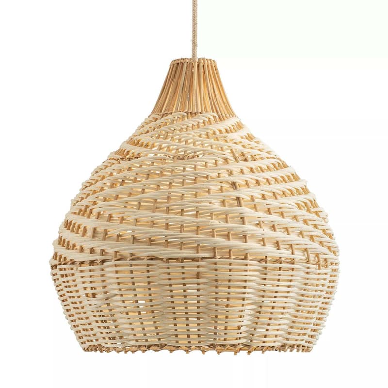 Grandeur Rattan Pendant Light - Brown Medium Dome 1-Light Handwoven Light Fixture For Modern, Transitional, Farmhouse Room Décor