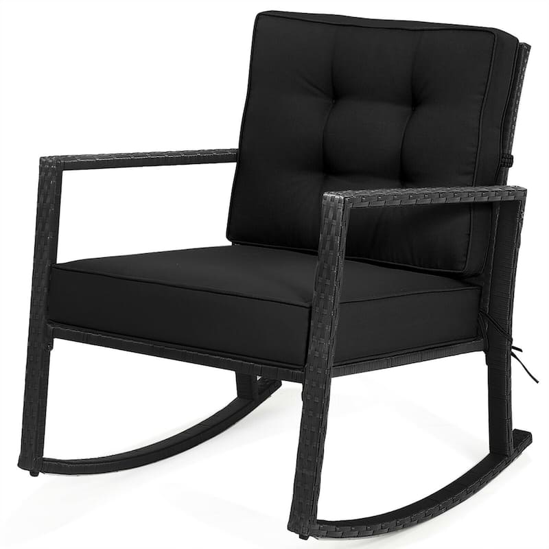 Gymax Outdoor Wicker Rocking Chair Patio Lawn Rattan Single Chair - See Details