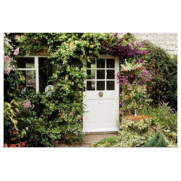 "Cottage doorway with lonicera" Poster Print