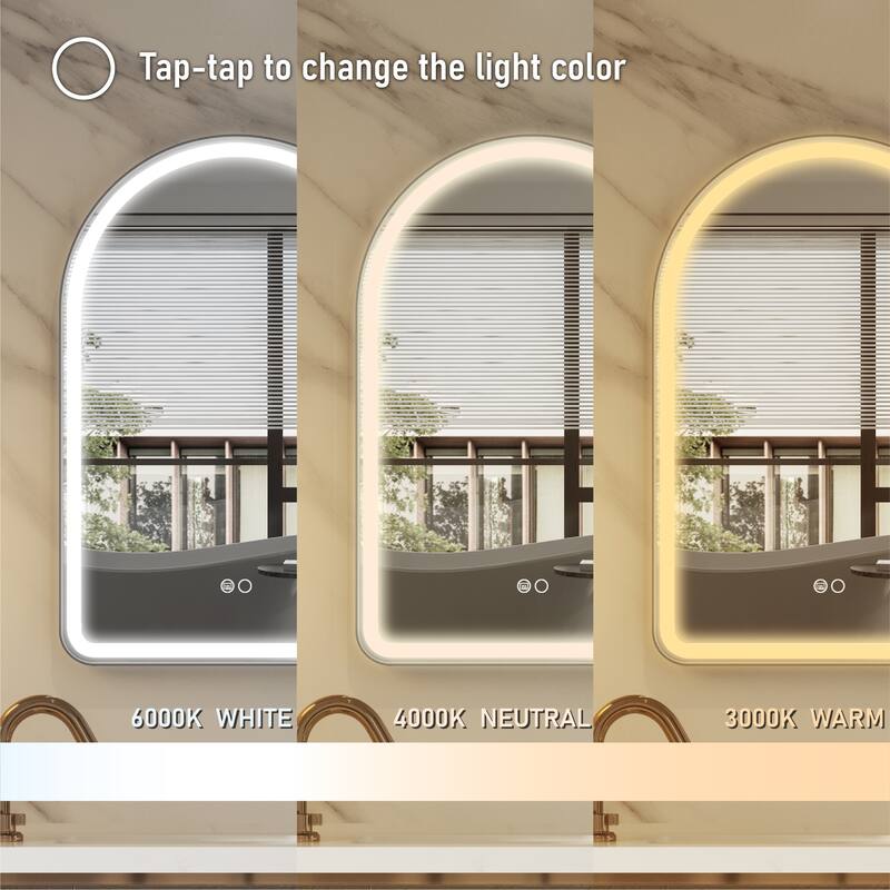 24/28''W X 36''H Wall Mounted Bathroom Framed LED Mirror With Memory Function,Anti-fog,Dimmable