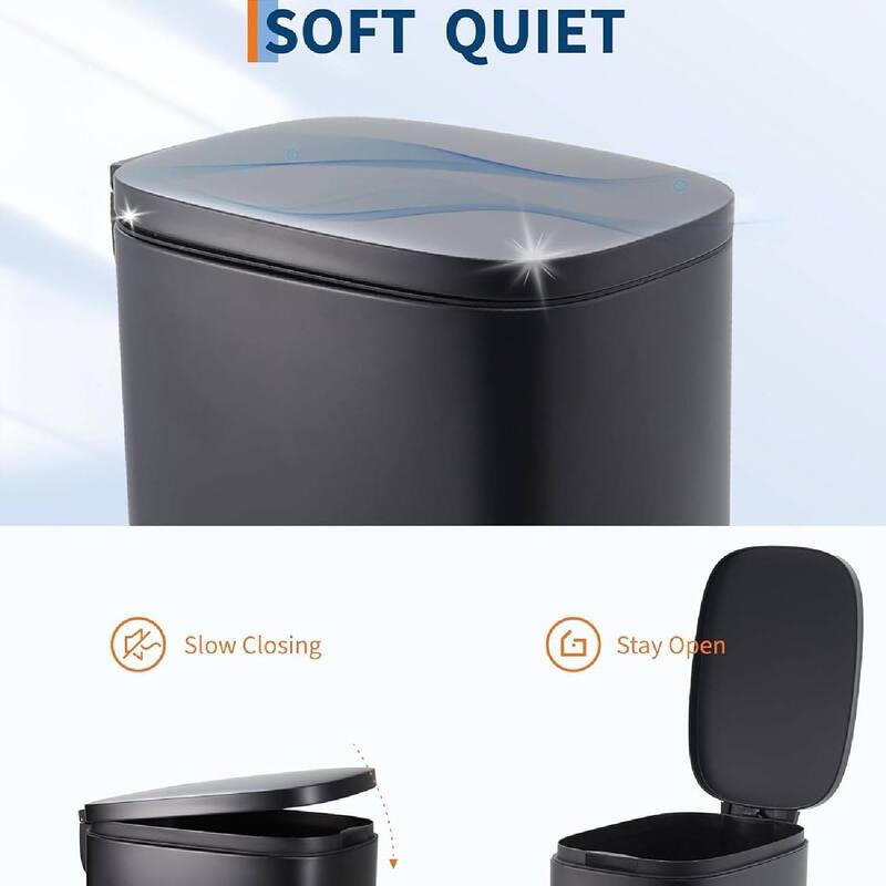 13 Gallon/ 50 Liter Slim Stainless Steel Garbage Bin, Trash Can for Kitchen Bathroom