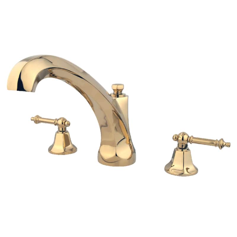 Kingston Brass Metropolitan Deck Mounted Roman Tub Filler with Lever - Polished Brass