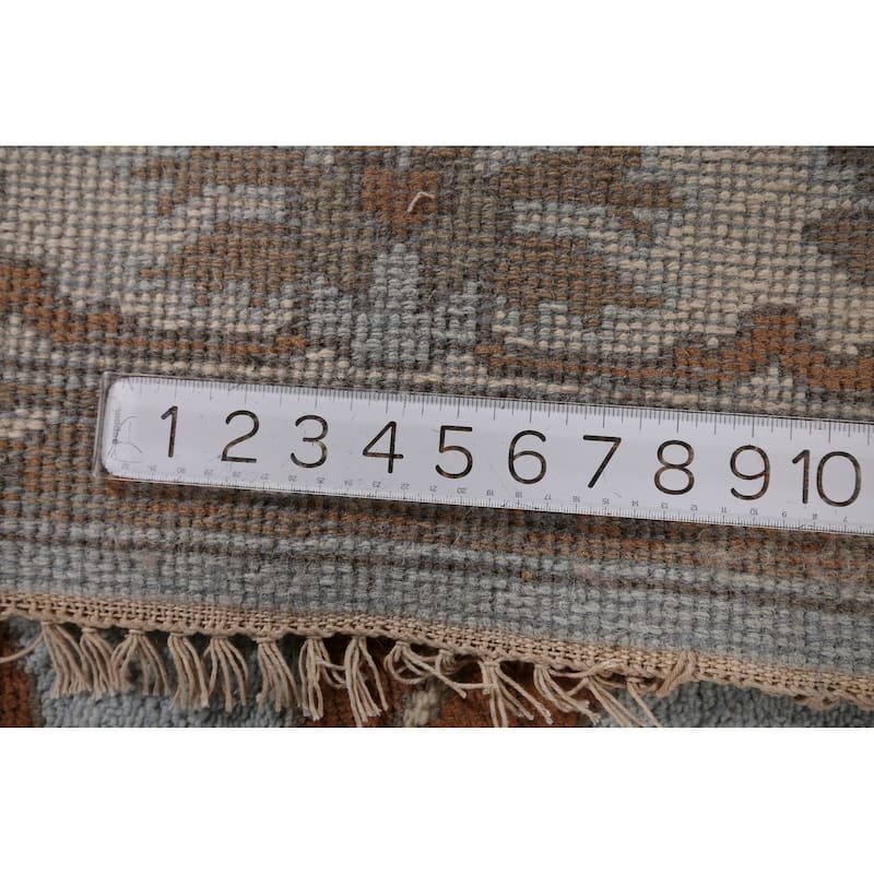 Light Blue Oushak Indian Area Rug Hand-Knotted Wool Carpet - 8'1"x 9'11"