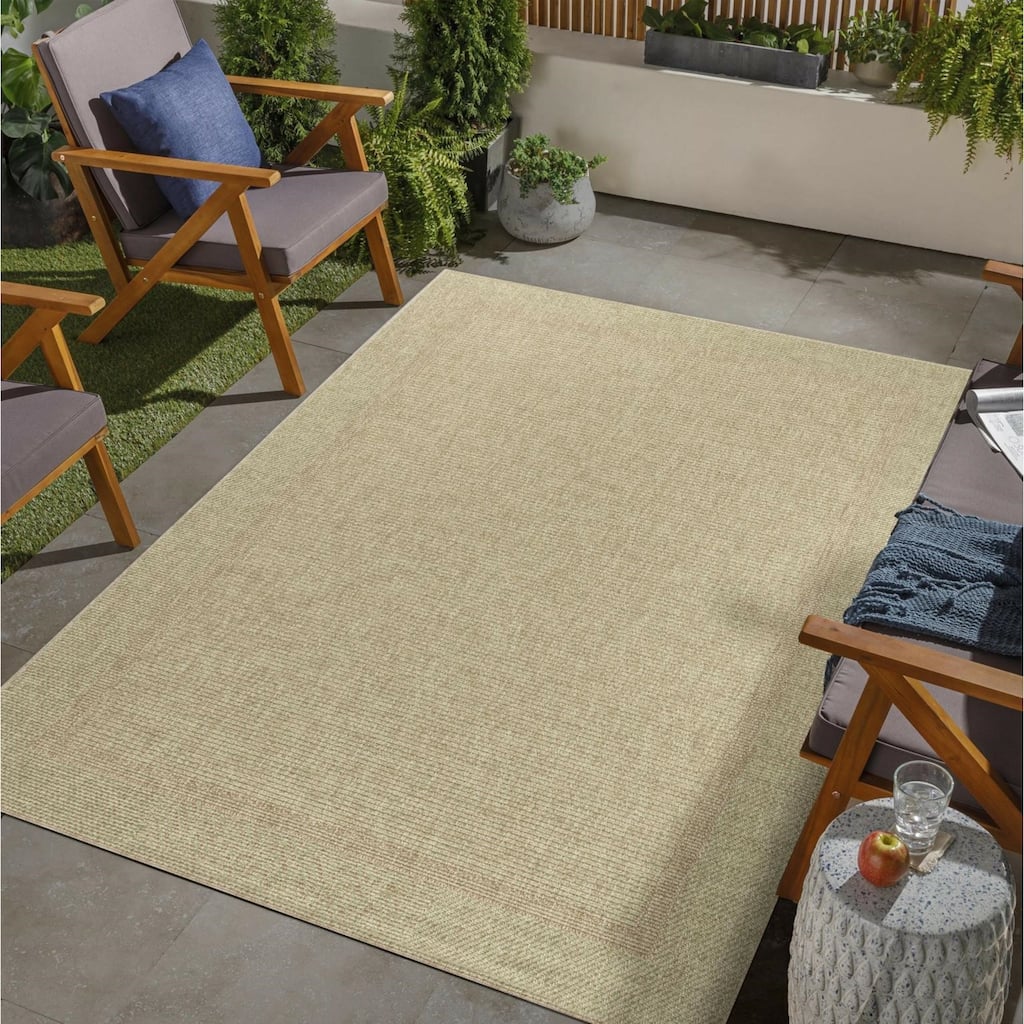 Arianna Collection Jute/Green Indoor/Outdoor Casual Area Rug