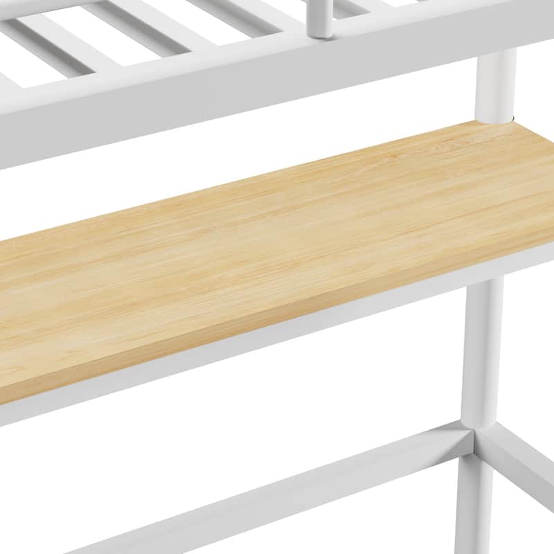 Javlergo Twin Bunk Bed with Desk Reversible Ladder Space Saving Twin loft Bed with Stairs and Full Length guardrail