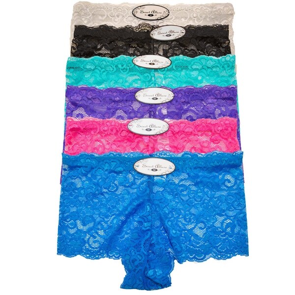 Women's 6 Pack Lace Cheeky Boyshorts Panties
