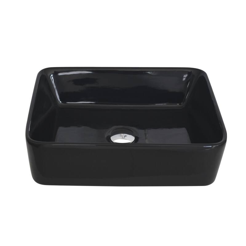 STYLISH Porcelain Rectangular 18 3/4-inches Top Mounted Ceramic Vessel Bathroom Sink - 18.75" x 14.5" x 5.25"