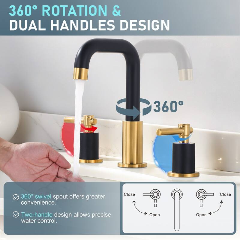 WOWOW 8 in. Widespread Double Handle Bathroom Faucet