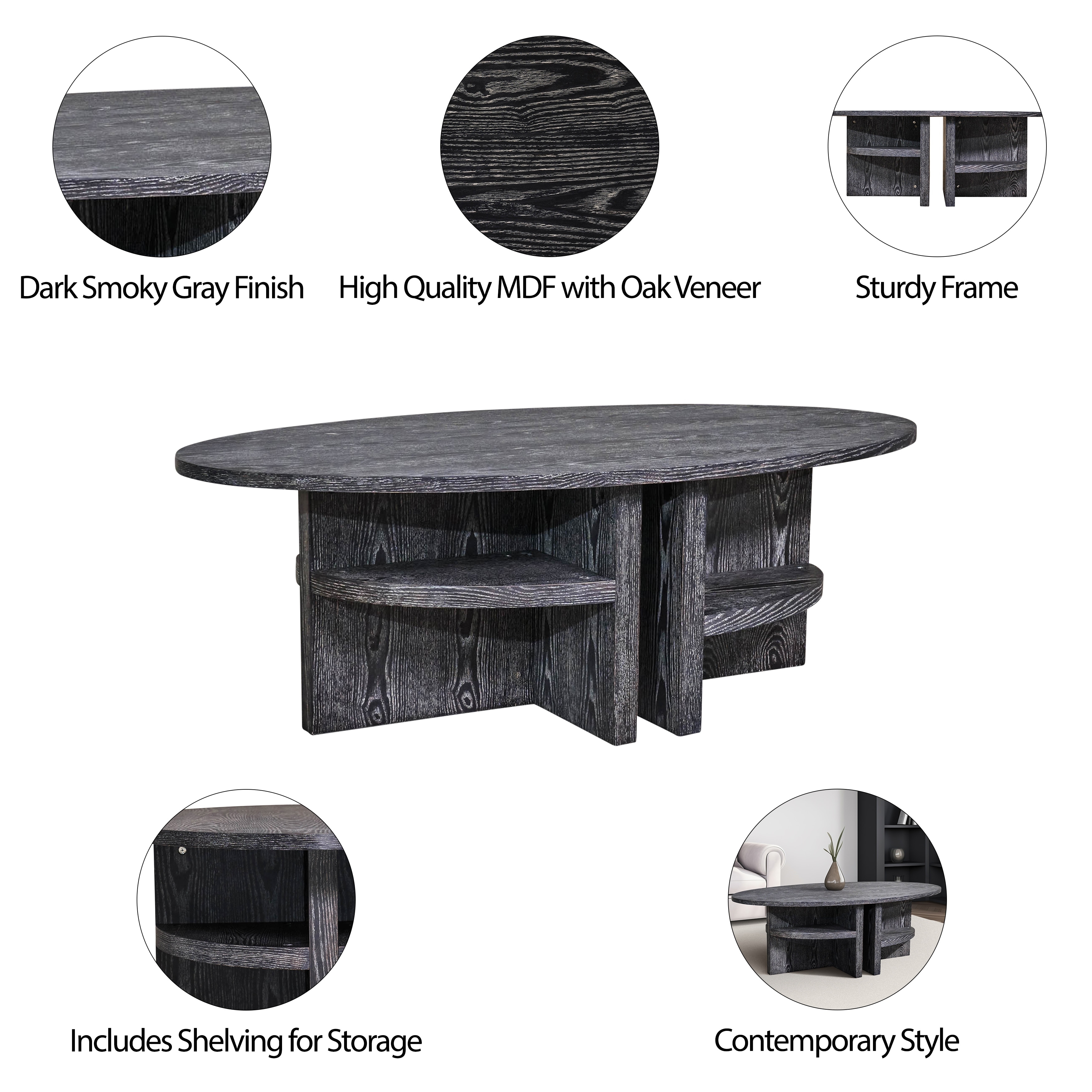 Contemporary Oval Coffee Table - Bed Bath & Beyond - 39888092