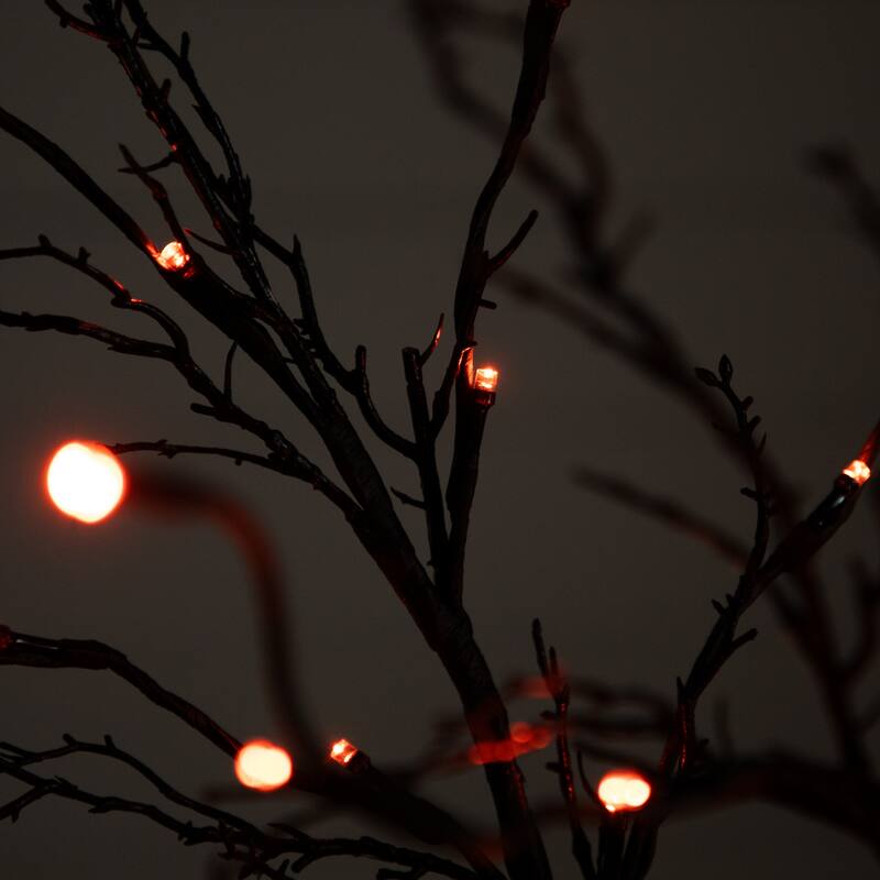 Pre-Lit Artificial Black Twig Halloween Tree - 5' - Purple and Orange LED Lights