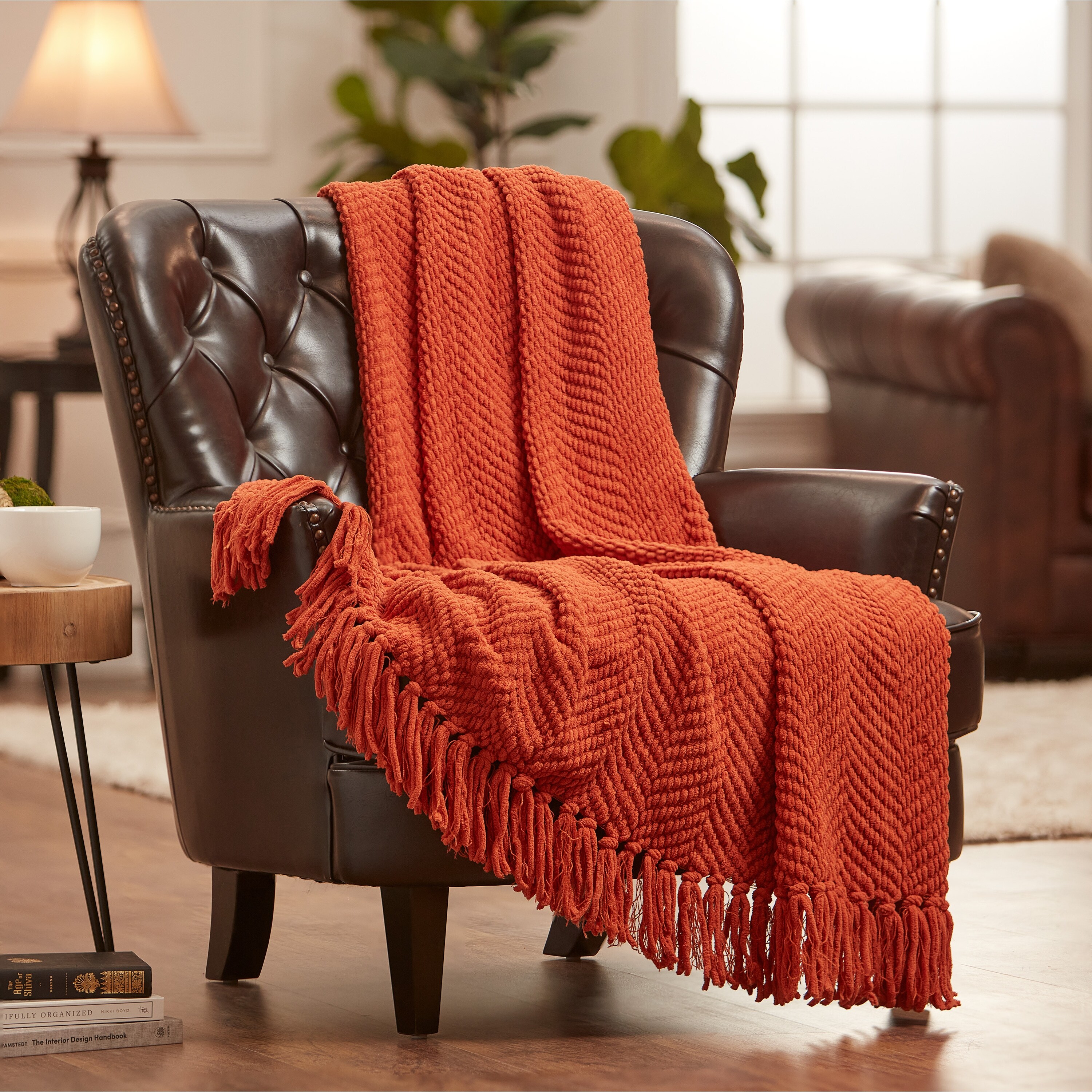 Chanasya Textured Knit Throw Blanket With Tassels
