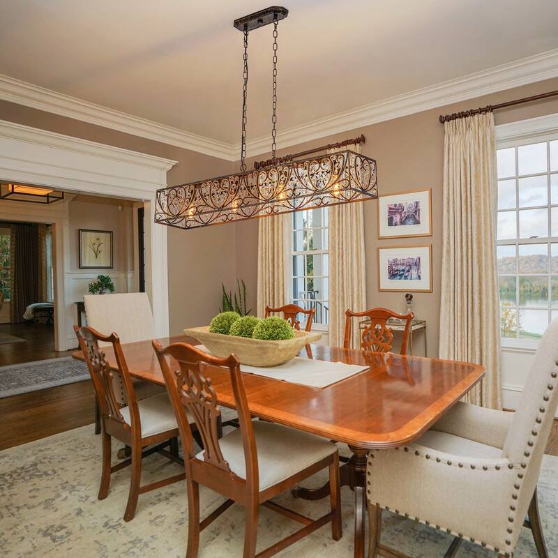 Vintage Glam 4-Light Linear Crystal Pendant Light for Kitchen Island Dining Room