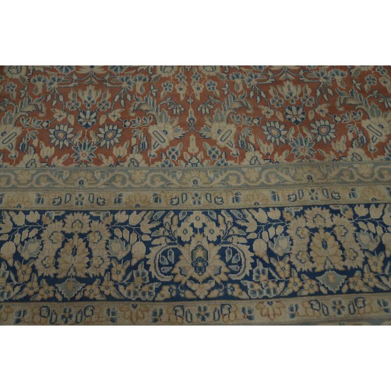 Hand Knotted Oriental 100% Wool Carpet Traditional All-Over Oranges & Rust Kerman Area Rug - 12' 7'' X 9' 6''