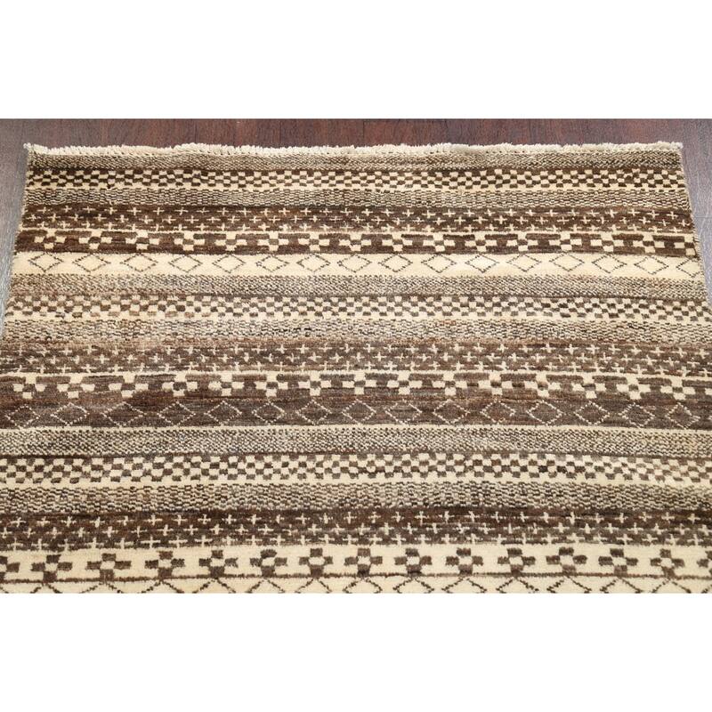 Tribal Geometric Gabbeh Kashkoli Oriental Wool Area Rug Hand-knotted - 3'2" x 5'1"