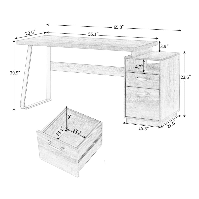 Computer Desk with Drawers,Metal Frame