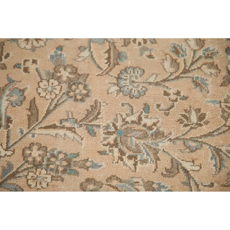 Hand Knotted Oriental 100% Wool Carpet Traditional Floral Peach Mashad Area Rug - 12' 3'' X 9' 7''