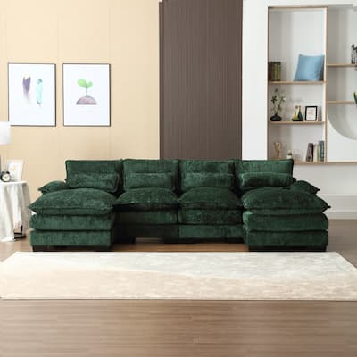 Modern Large Chenille Fabric U-shaped Sectional Sofa Filled with Premium Memory Foam